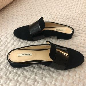 Alex Marie Black Suede Leather Slip-On Mule